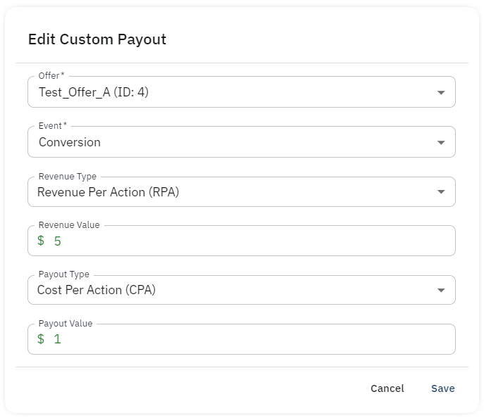custom payouts