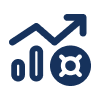 a blue arrow and a chart