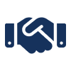 a blue handshake with a black background