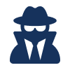 a blue logo of a man