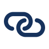a blue chain link symbol