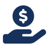 a blue dollar sign on a hand